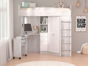 Детская Бриз 1 бетон светлый/белый глянец в Симе - sim.mebel74.com | фото