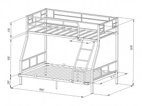 Двухъярусная кровать Гранада-1 140 черный в Симе - sim.mebel74.com | фото 2