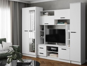 Гостиная Соло фасад Белый с тиснением в Симе - sim.mebel74.com | фото