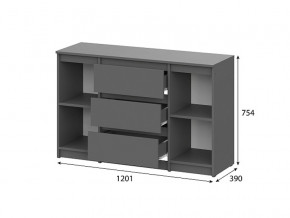 Комод 3 ящика двухстворчатый Денвер Графит серый в Симе - sim.mebel74.com | фото 2