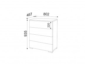 Комод 4 ящика Осло М05 ручка торцевая Дуб крафт золотой-Белый в Симе - sim.mebel74.com | фото 2