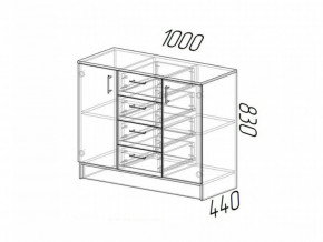 Комод К1000-2Д ЛДСП Дуб Вотан-Белый гладкий в Симе - sim.mebel74.com | фото 2