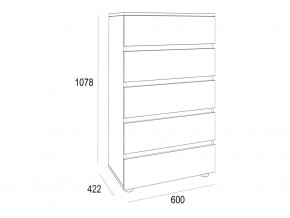 Комод Лотос 600 с 5-ю ящиками Бетон серый в Симе - sim.mebel74.com | фото 2