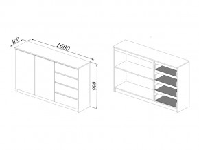 Комод Мори МК1600.1/2 Графит в Симе - sim.mebel74.com | фото 2