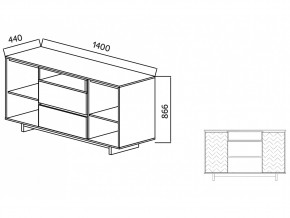 Комодино Moderno-1400 Ф1 в Симе - sim.mebel74.com | фото 2