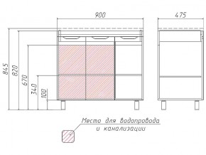 Комплект мебели для ванной 3D 90 в Симе - sim.mebel74.com | фото 4