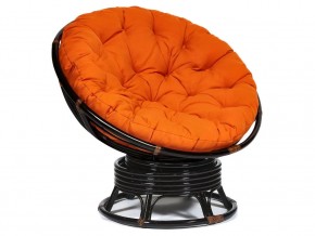 Кресло-качалка Papasan w 23/01 B с подушкой Antique brown, ткань Оранжевый в Симе - sim.mebel74.com | фото