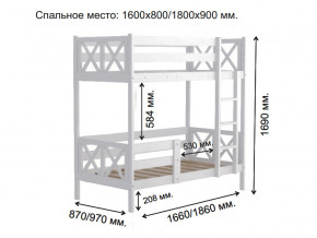 Кровать 2-х ярусная Аист-2 Классика белый 1600х800 мм в Симе - sim.mebel74.com | фото 2