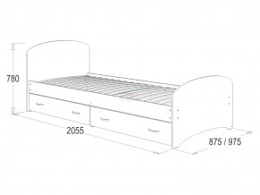 Кровать-6 одинарная с 2-мя ящиками 800*2000 млечный дуб в Симе - sim.mebel74.com | фото 2