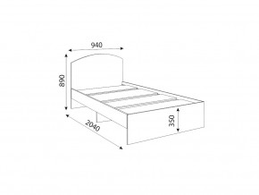 Кровать 900R Осло модуль М07 с настилами Лайт Цемент светлый в Симе - sim.mebel74.com | фото 2