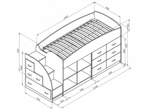 Кровать чердак Дюймовочка 4/1 Голубой в Симе - sim.mebel74.com | фото 2