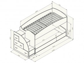 Кровать чердак Дюймовочка 4/2 Голубой в Симе - sim.mebel74.com | фото 2