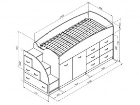 Кровать чердак Дюймовочка 4 Голубой в Симе - sim.mebel74.com | фото 2