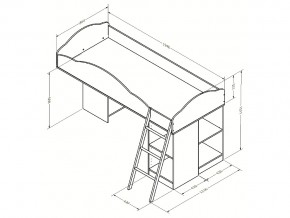 Кровать чердак Дюймовочка 5.1 Голубой в Симе - sim.mebel74.com | фото 2