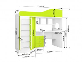 Кровать чердак Кадет 1 с лестницей Белое дерево-Голубой в Симе - sim.mebel74.com | фото 3