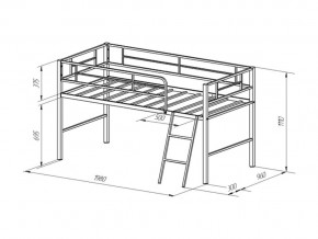 Кровать чердак Севилья Мини черная в Симе - sim.mebel74.com | фото 2