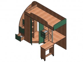 Кровать чердак Теремок 1 Гранд Венге в Симе - sim.mebel74.com | фото 2