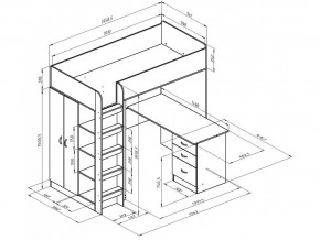 Кровать чердак Теремок 3 Дуб молочный-Розовый в Симе - sim.mebel74.com | фото 2