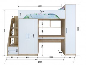 Кровать чердак Тея с пеналом с фасадом для рисования феритейл в Симе - sim.mebel74.com | фото 2