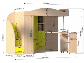 Кровать чердак Юниор 4 Бодега в Симе - sim.mebel74.com | фото 3