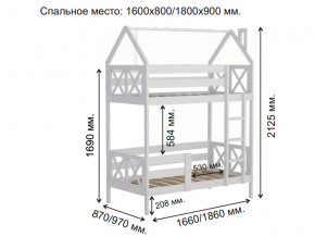 Кровать домик 2-х ярусная Аист-4 Классика белый 1600х800 мм в Симе - sim.mebel74.com | фото 2