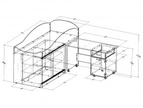 Кровать Дюймовочка 3 с лестницей Дельта 23.4 Дуб молочный в Симе - sim.mebel74.com | фото 2