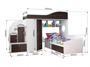 Кровать Кадет 2 Дуб молочный-голубой в Симе - sim.mebel74.com | фото 3