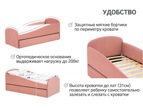 Кровать с ящиком Letmo пудровый (велюр) в Симе - sim.mebel74.com | фото 2