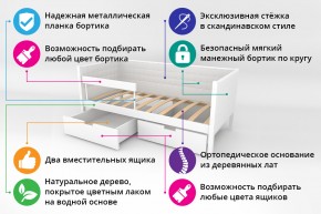 Кровать-тахта Svogen мягкая с ящиками и бортиком с фото белый/динозаврики в Симе - sim.mebel74.com | фото 2