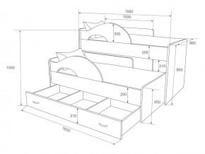 Кровать выкатная Радуга с ящиком 80х160 белая-голубой в Симе - sim.mebel74.com | фото 2