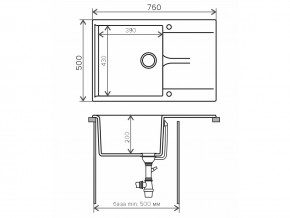 Мойка гранитная Gals-760 Бежевый 27 в Симе - sim.mebel74.com | фото 2