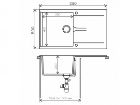 Мойка гранитная Gals-860 Бежевый 27 в Симе - sim.mebel74.com | фото 2