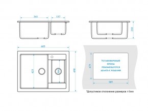 Мойка прямоугольная Санди Z19Q10 светло-серый в Симе - sim.mebel74.com | фото 2