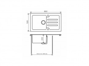 Мойка с керамическим стеклом Tolero TG-860 черное стекло в Симе - sim.mebel74.com | фото 3