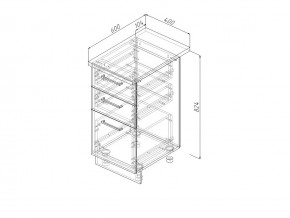 Н3Я 40 Модуль нижний Без Столешницы 3 ящика МН3Я 40 в Симе - sim.mebel74.com | фото