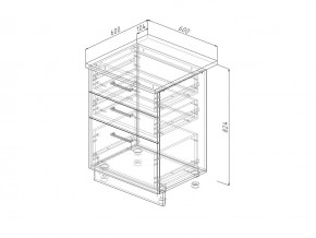 Н3Я 60 Модуль нижний Без Столешницы 3 ящика МН3Я 60 в Симе - sim.mebel74.com | фото