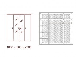 Шкаф 4-х дверный с зеркалами в Симе - sim.mebel74.com | фото