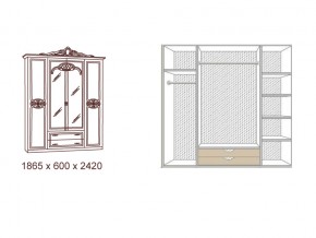 Шкаф 4-х дверный с зеркалами Ольга беж/золото матовый в Симе - sim.mebel74.com | фото 2