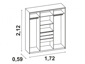 Шкаф-купе 012 трехдверный венге/дуб белфорт в Симе - sim.mebel74.com | фото 2