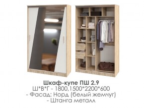 шкаф-купе ПШ-2.9 1500 Норд Белый жемчуг 1500 в Симе - sim.mebel74.com | фото