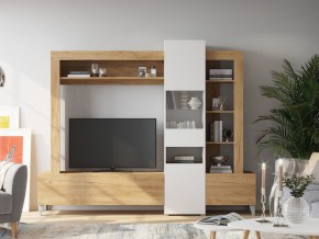 Стенка Сканди Крафт золотой-белый в Симе - sim.mebel74.com | фото 2