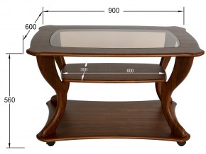 Стол журнальный Маэстро со стеклом СЖС-02 орех в Симе - sim.mebel74.com | фото 2