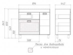 Тумба под умывальник Elen 90 Куб Cube с 2 верхними ящиками В2 в Симе - sim.mebel74.com | фото 3